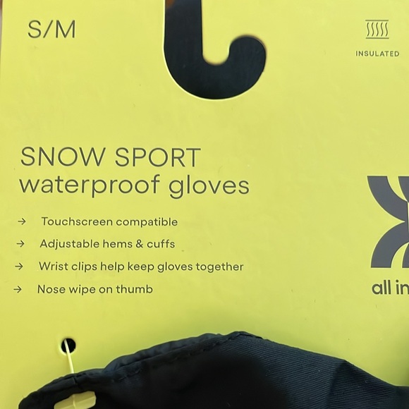All in Motion Snowsport waterproof gloves S/M black/grey NWT - Picture 4 of 5